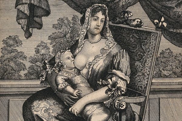 Etching: A wet nurse breast feeding the Duke of Burgundy, grandson of Louis XIV

Source: https://https-www-jstor-org-443.webvpn.ynu.edu.cn/stable/community.24839779